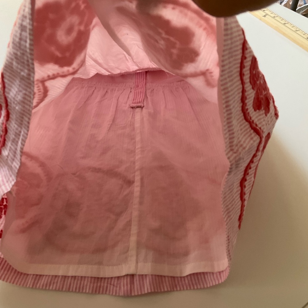 Baby Boden Striped Pink Dress 6-12 Months with Red Floral Embroidery - Picture 9 of 12